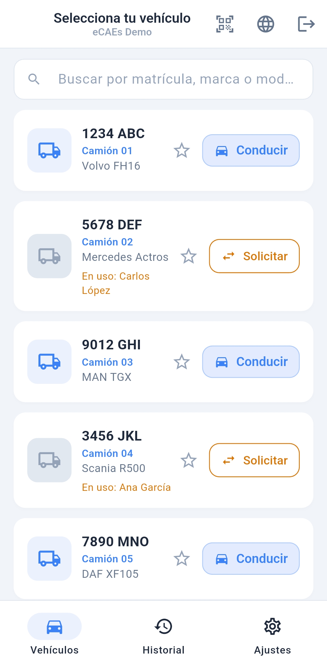 Selección de vehículo en eCAEs